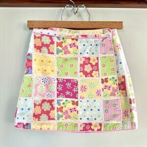 Vintage Talbots Kids Girls Size 4 Patchwork Floral Wrap Skirt Y2K